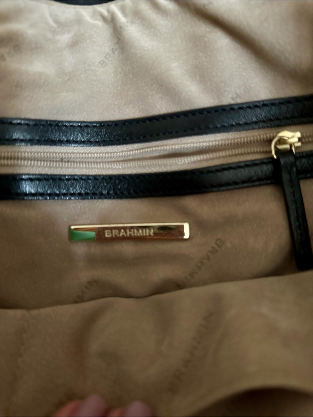Brahmin Black and Brown Leather Satchel Handbag - Picture 5 of 6